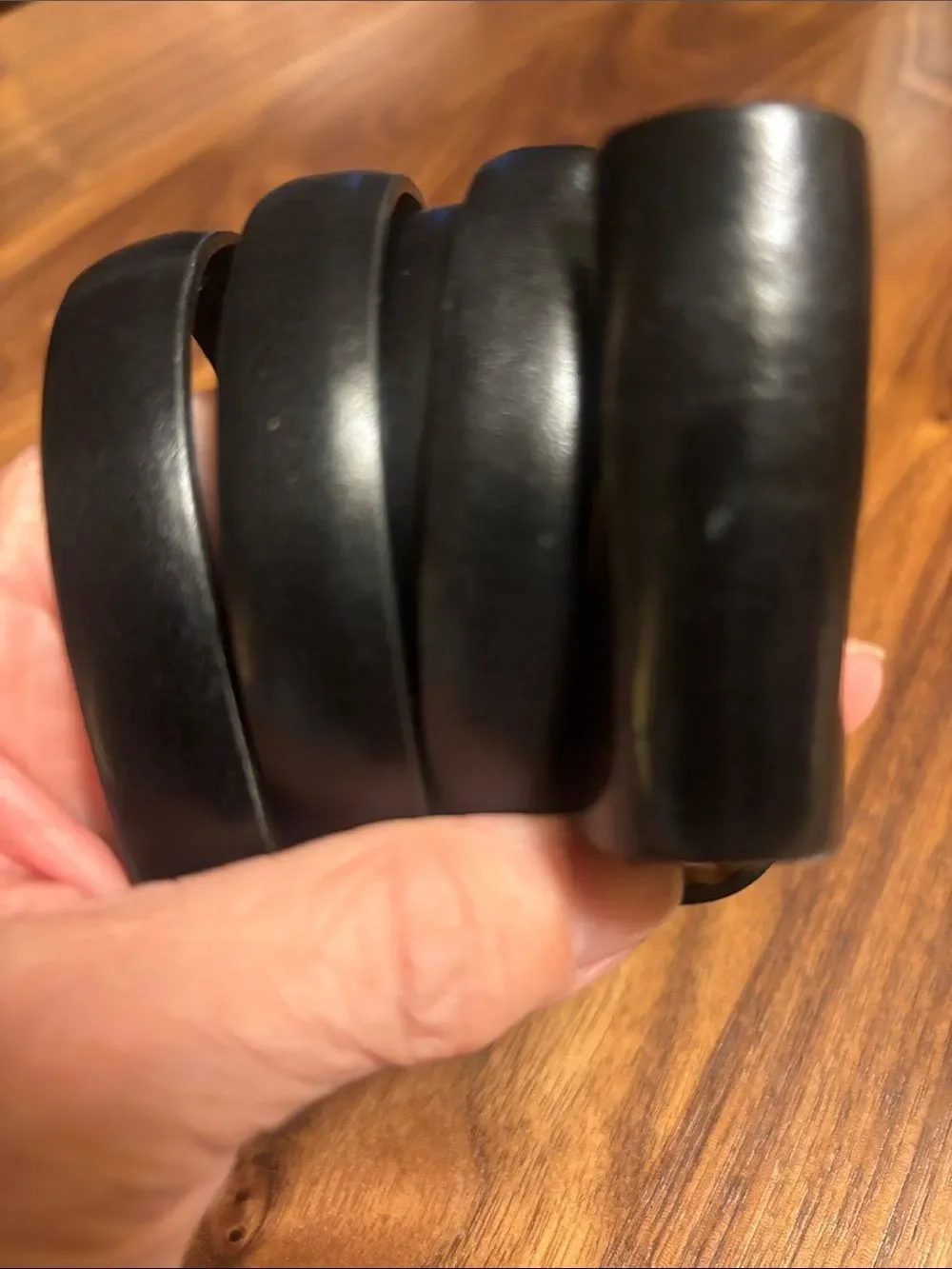 Vintage Lands' End Womens Black Leather Belt - 32